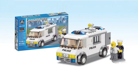 Spielzeugziegel zur Herstellung eines Polizeifahrzeugs (135 Teile)